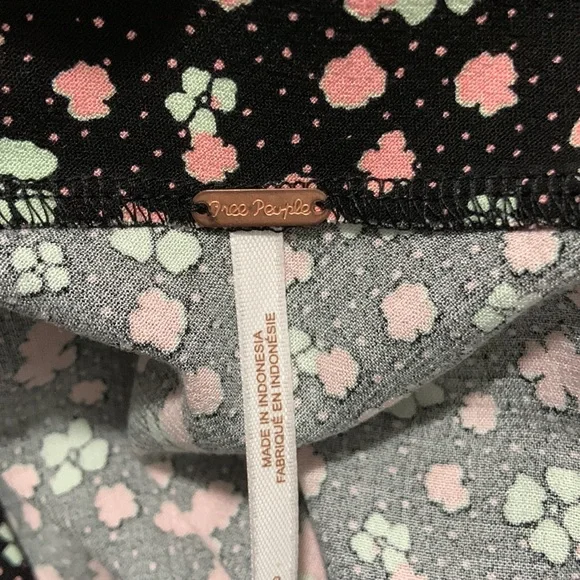 FREE PEOPLE Floral Midi Skirt Black Mint Green Soft Pink - Picture 14 of 15